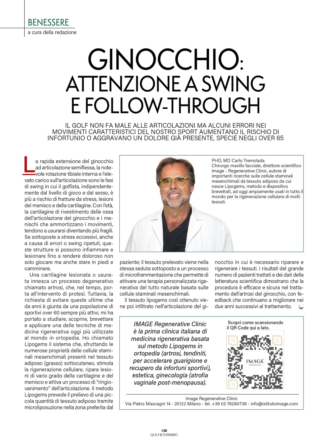 Ginocchio: attenzione a swing e follow-through
